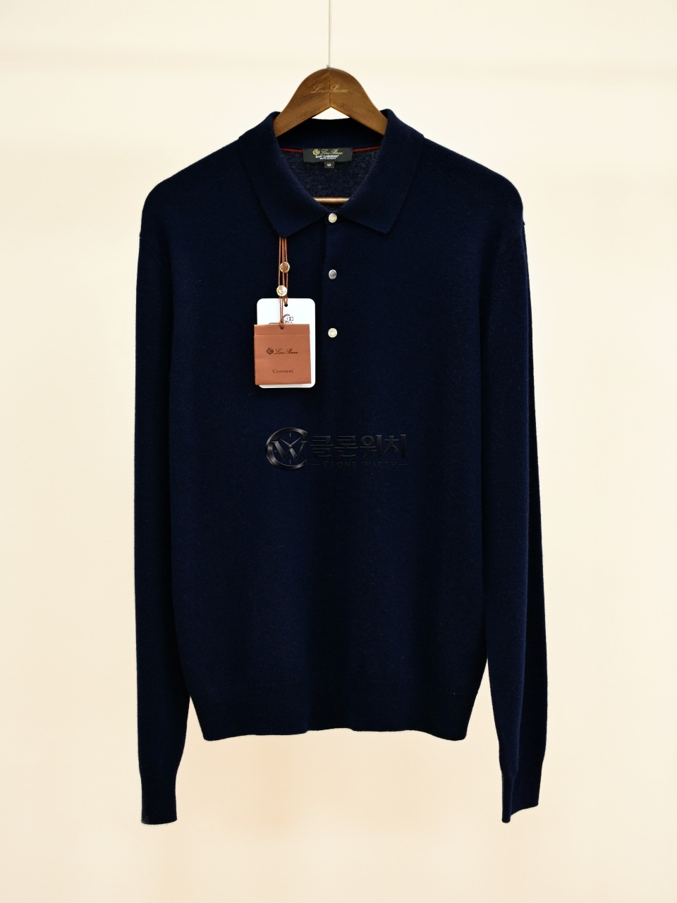 Loro Piana Classic Polo Shirt in Baby Cashmere Navy Blue