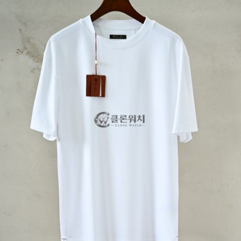 로로피아나 화이트 크루넥 코튼 티셔츠