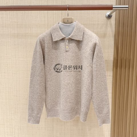 Brunello Cucinelli Alpaca, Cashmere and Wool Knit Polo – Light Brown