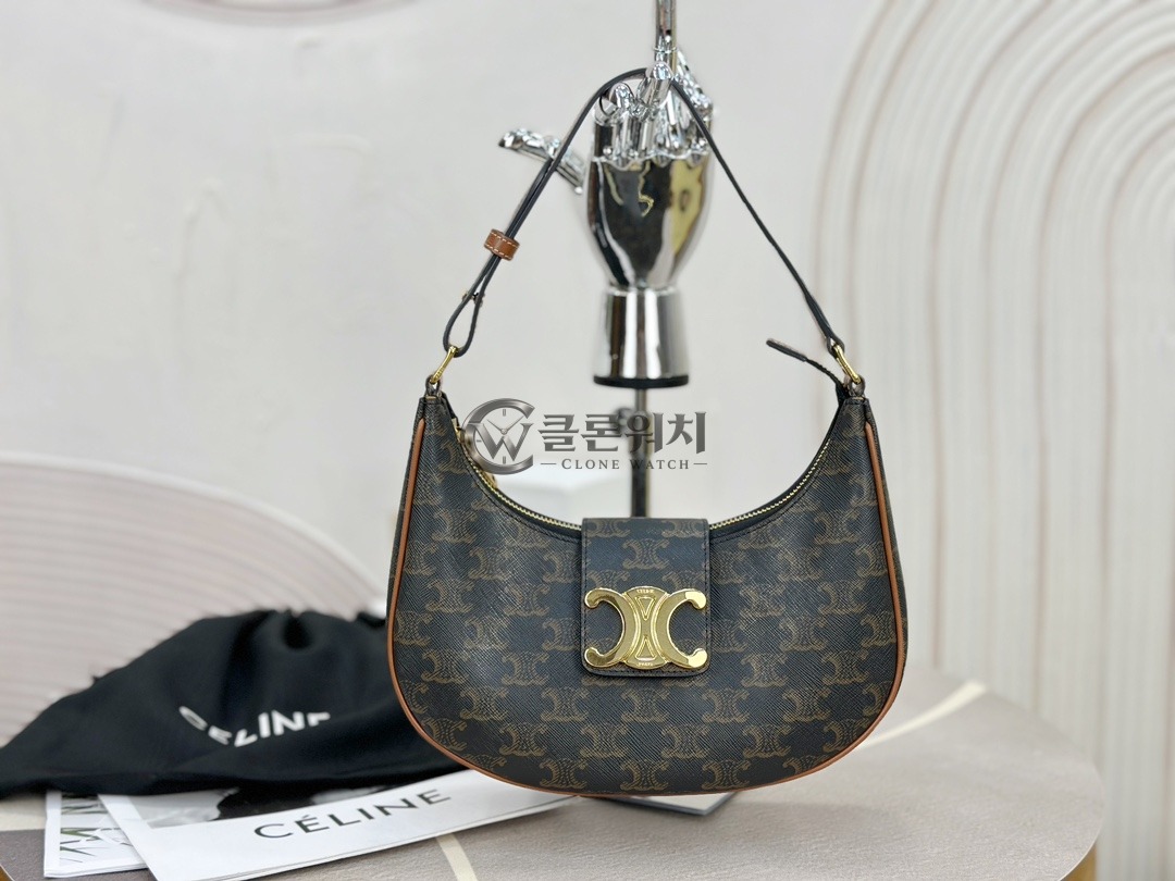 셀린느 CELINE Triomphe Shoulder Bag in Triomphe Canvas - Tan