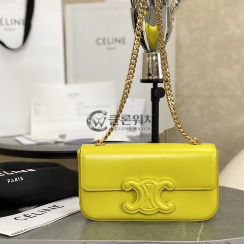 셀린느 CELINE Teen Triomphe Bag in Shiny Calfskin - Yellow
